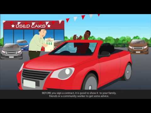 Cartoon used car dealership